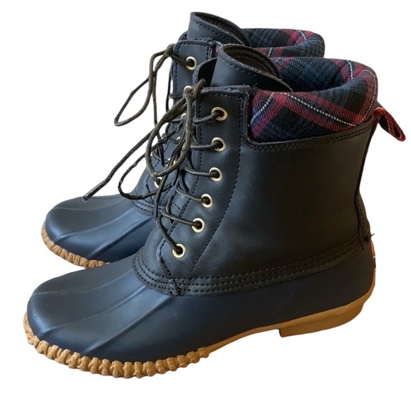 Tommy Hilfiger Women’s Navy Blue Duck Boots/Laced Rain-boots Size 8 - Picture 1 of 10